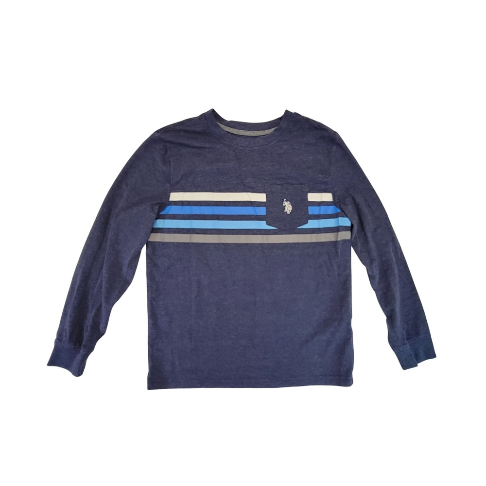 US POLO ASSN Boys Long Sleeve Crew Neck Pocket T Shirt Size L 10 12 Blue